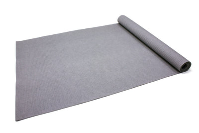 Grey waffle weave, microfiber yoga mat towel that fits all standard size yoga mats. Highly absorbent and perfect for heated yoga classes or outdoor use.